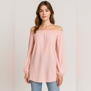 DO+BE Women’s Off Shoulder Blouse Pink Size M Cottagecore Coquette Soft Girl
